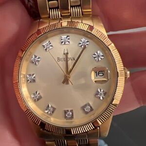 Bulova Watch C960360 Gold With Shining Crystals